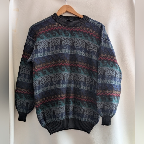 Artesania Alpaca Folk Art Multicolor Knit Pullover Sweater - Picture 1 of 15